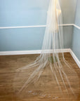 Single tier gathered veil with text