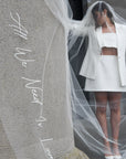 Single tier gathered veil with text
