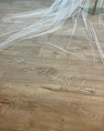 Single tier gathered veil with text