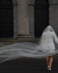 Single tier gathered veil with text