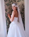 Jackie Capped Veil - Embellished Juliet style cap veil