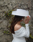 Pearl Tulle Boater Hat