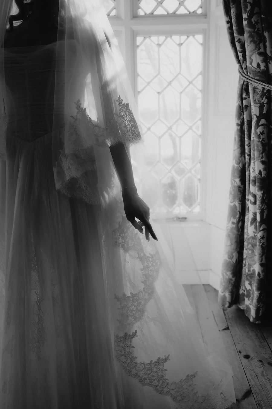 Ella 2-Tier Gathered Lace Trim Veil