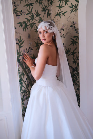Jackie Capped Veil - Embellished Juliet style cap veil