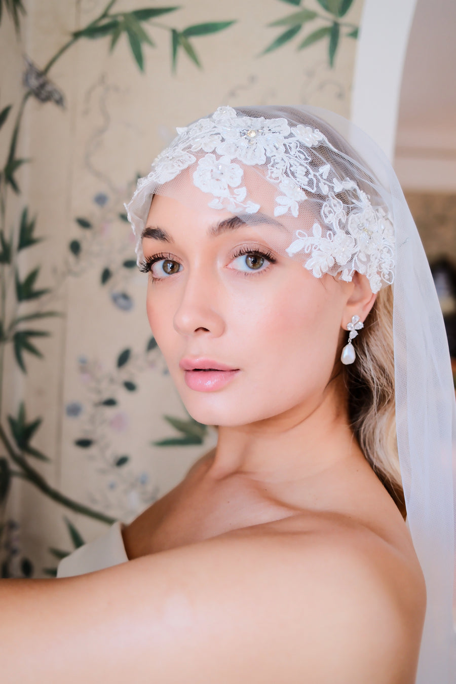 Jackie Capped Veil - Embellished Juliet style cap veil