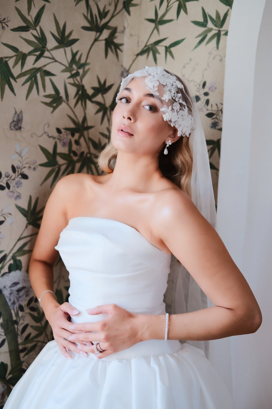 Jackie Capped Veil - Embellished Juliet style cap veil
