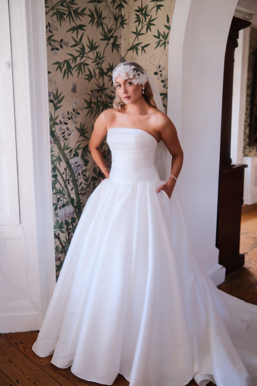 Jackie Capped Veil - Embellished Juliet style cap veil