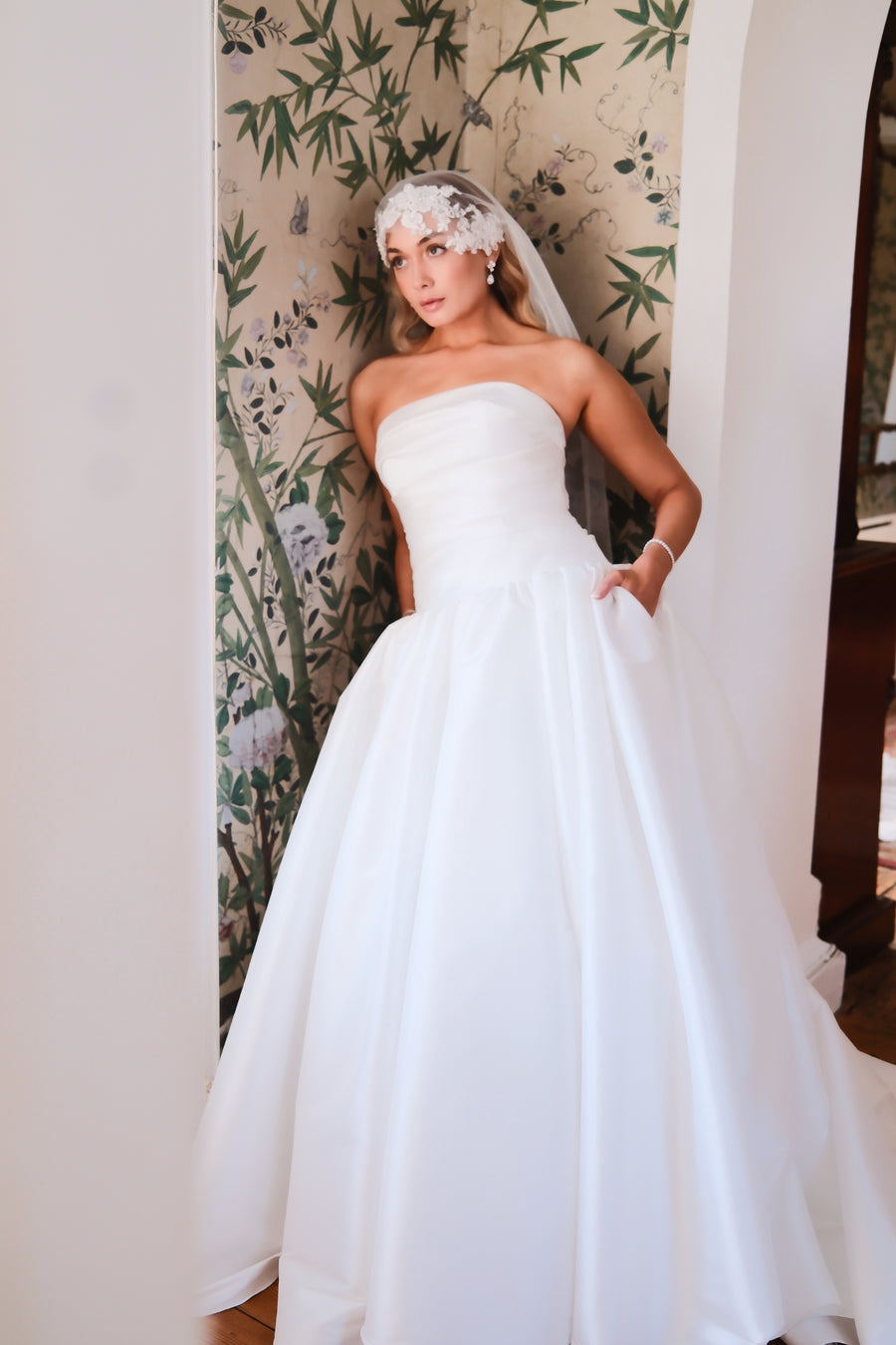 Jackie Capped Veil - Embellished Juliet style cap veil