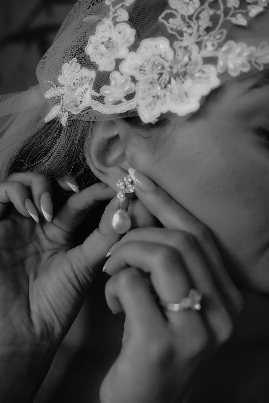 Jackie Capped Veil - Embellished Juliet style cap veil